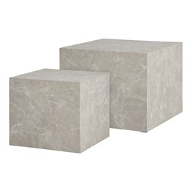 Vast-set de 2 tables basses décor marbre beige 40x40 cm&nbsp; 50x50 cm