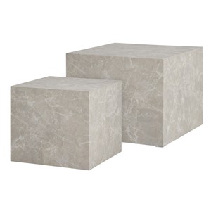Vast-set de 2 tables basses décor marbre beige 40x40 cm&nbsp; 50x50 cm