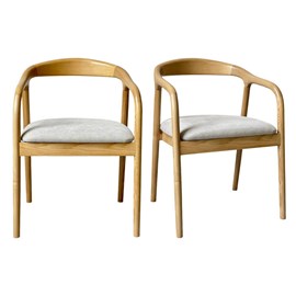 Tito-fauteuil de table en frêne massif et tissu glory grège (x2)