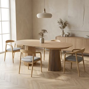 Tito-fauteuil de table en frêne massif et tissu glory grège (x2)