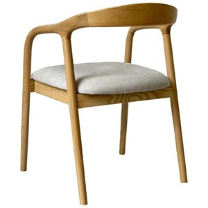 Tito-fauteuil de table en frêne massif et tissu glory grège (x2)