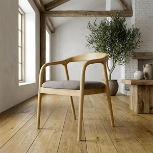 Tito-fauteuil de table en frêne massif et tissu glory taupe  (x2)