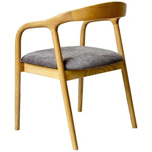 Tito-fauteuil de table en frêne massif et tissu glory taupe  (x2)