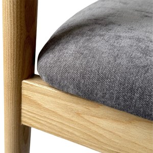 Tito-fauteuil de table en frêne massif et tissu glory taupe  (x2)