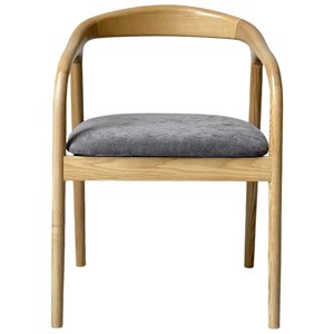 Tito-fauteuil de table en frêne massif et tissu glory taupe  (x2)