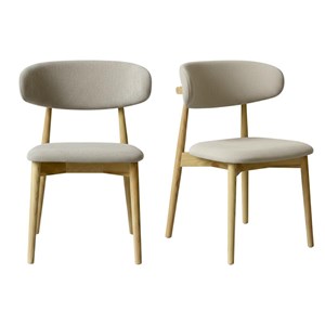 Iris-chaise en frêne massif et tissu glory grège (x2)