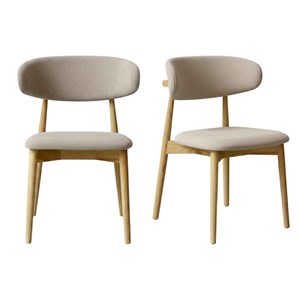 Iris-chaise en frêne massif et tissu glory grège (x2)