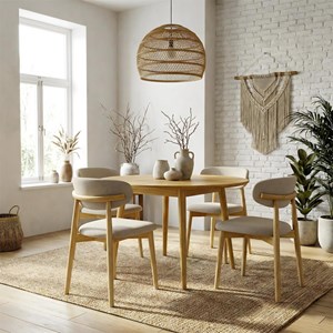 Iris-chaise en frêne massif et tissu glory grège (x2)