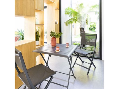 Table de jardin carrée azua 2 places graphite - hespéride