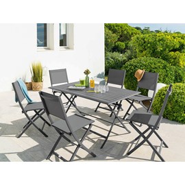 Table de jardin rectangulaire azua 6 places graphite - hespéride