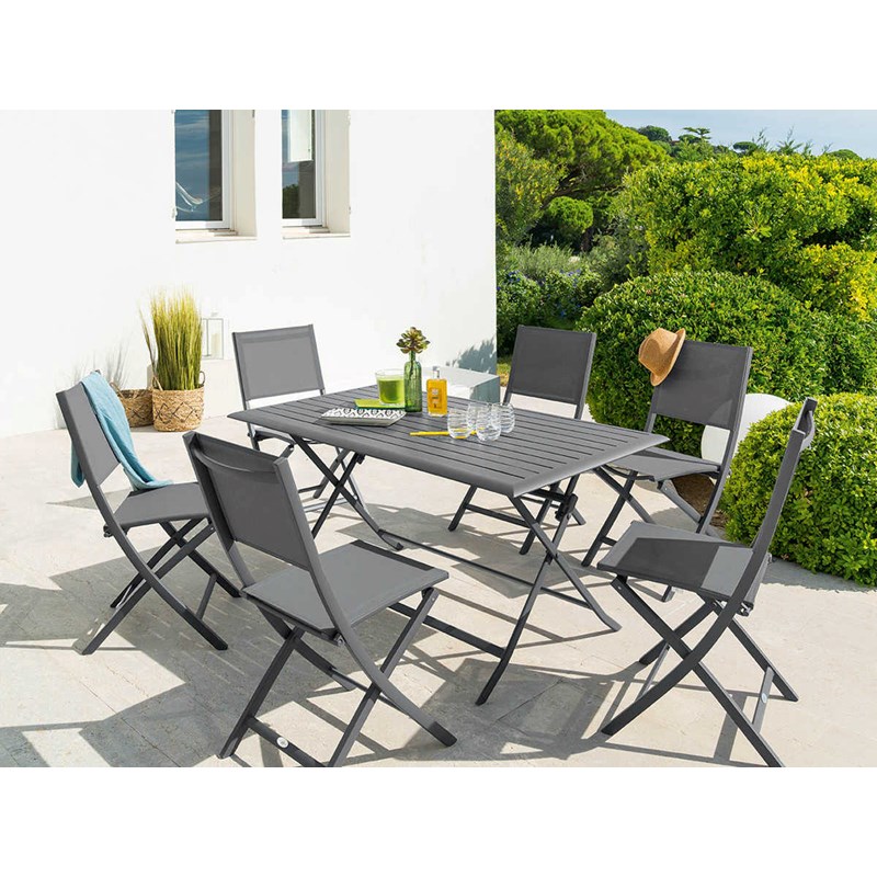 Table de jardin rectangulaire azua 6 places graphite - hespéride