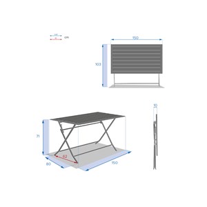 Table de jardin rectangulaire azua 6 places graphite - hespéride
