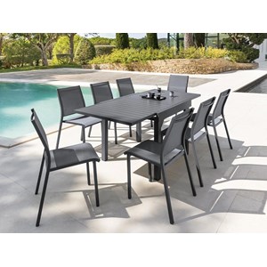 Table extensible carrée alu piazza 4&nbsp;8 places graphite - hespéride