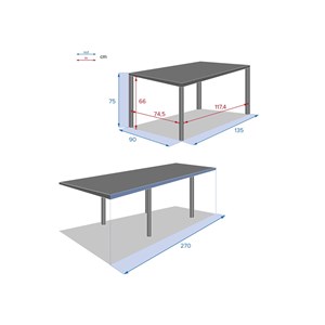 Table extensible rectangulaire alu piazza 6&nbsp;10 places graphite - hespéride