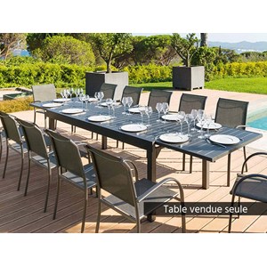 Table extensible rectangulaire alu piazza 10&nbsp;12 places graphite - hespéride