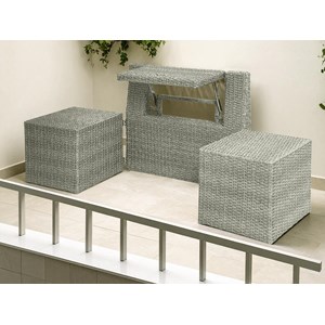Ensemble de balcon table et pouf ou banc gris java - jardideco