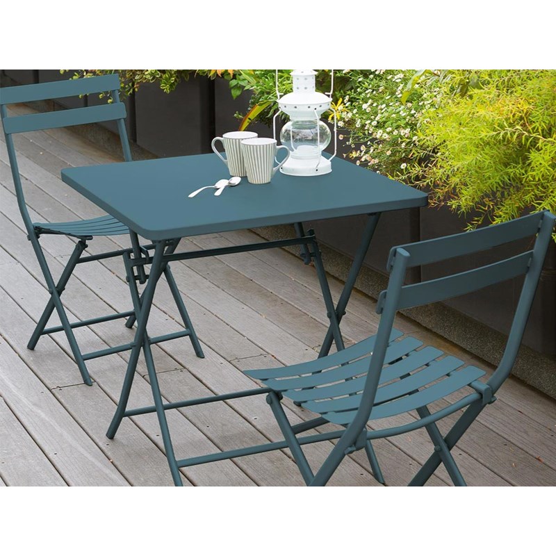 Hespéride - Table de jardin carrée greensboro 70 x 70 cm bleu canard - hespéride