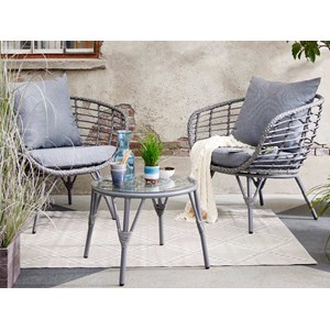 Salon de jardin en résine tressée gris evora - 2 places
