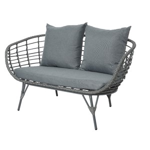 Salon de jardin en résine tressée gris evora avec table basse - 4 places