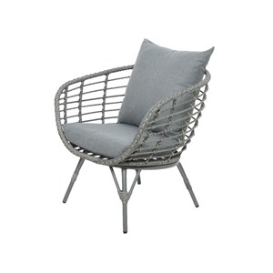 Salon de jardin en résine tressée gris evora avec table basse - 4 places