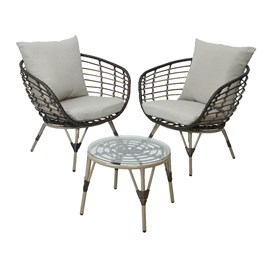 Salon de jardin en résine tressée brun evora - 2 places