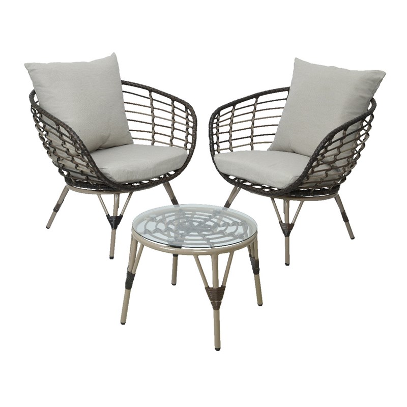 Salon de jardin en résine tressée brun evora - 2 places