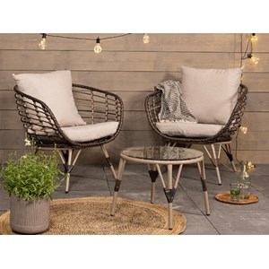 Salon de jardin en résine tressée brun evora - 2 places