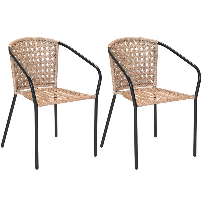 Lot de 2 fauteuil en jardin en résine tressée imitation rotin cocos - jardiline
