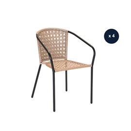 Lot de 4 fauteuil en jardin en résine tressée imitation rotin cocos - jardiline