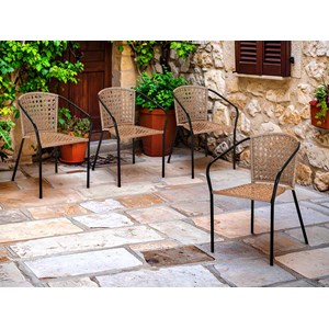 Lot de 4 fauteuil en jardin en résine tressée imitation rotin cocos - jardiline