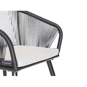 Lot de 4 fauteuil de jardin en résine tressée structure en alu noir + coussin gr