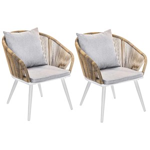 Lot de 2 fauteuil de jardin en résine tressée structure alu blanc + coussin chin