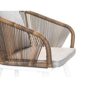 Lot de 4 fauteuil de jardin en résine tressée structure alu blanc + coussin chin