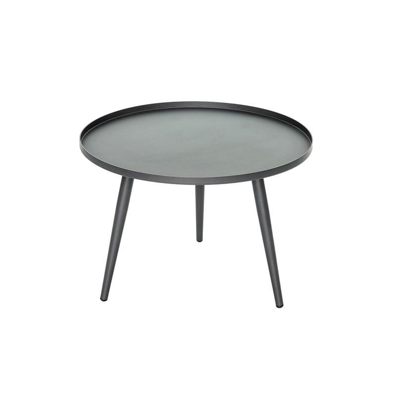 Table basse ronde grise en acier traité antiparos ø 60 x 42 cm - jardiline