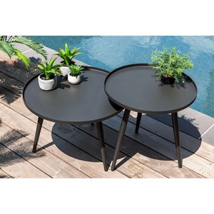 Table basse ronde grise en acier traité antiparos ø 60 x 42 cm - jardiline