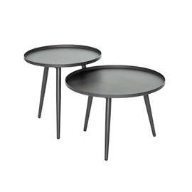 Lot de 2 tables basses gigognes rondes acier traité grises antiparos - jardiline