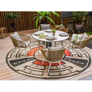 Table de jardin en aluminium ronde coloris blanc capri - 6 places - jardiline