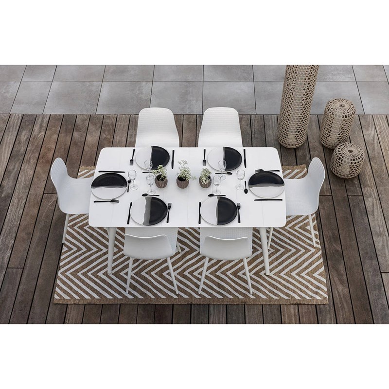 Table de jardin rectangulaire en aluminium blanc corfou - 6 places - jardiline