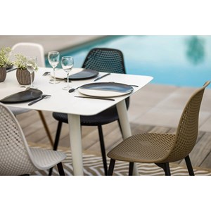 Table de jardin rectangulaire en aluminium blanc corfou - 6 places - jardiline
