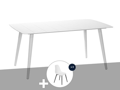 Table de jardin rectangulaire en aluminium blanc corfou avec 4 chaises malte - 4