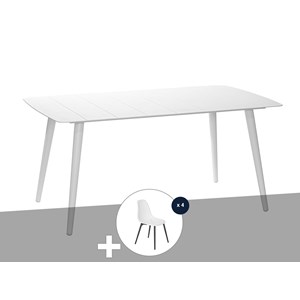 Table de jardin rectangulaire en aluminium blanc corfou avec 4 chaises malte - 4
