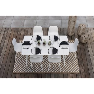 Table de jardin rectangulaire en aluminium blanc corfou avec 4 chaises malte - 4