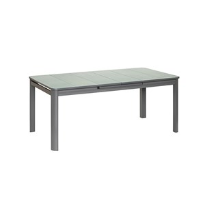 Ensemble table rectangulaire extensible et 10 chaises de jardin en aluminium gri