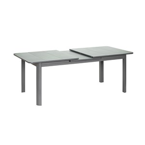 Ensemble table rectangulaire extensible et 10 chaises de jardin en aluminium gri