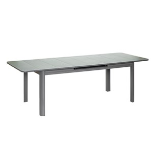 Ensemble table rectangulaire extensible et 10 chaises de jardin en aluminium gri