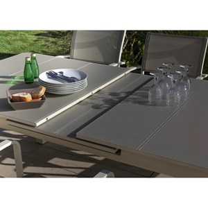 Ensemble table de jardin extensible, rectangulaire en aluminium milos ivoire ave