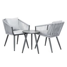 Salon de jardin détente en aluminium et corde tressée gris amorgos - 2 places -