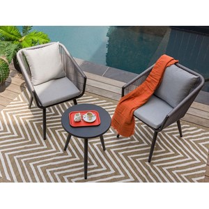 Salon de jardin détente en aluminium et corde tressée gris amorgos - 2 places -