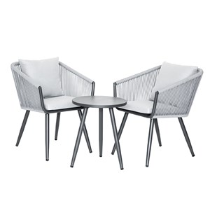 Salon de jardin détente en aluminium et corde tressée gris amorgos - 2 places -