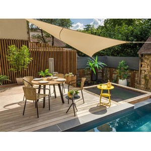 Table basse ronde en aluminium jaune thasos ø 50 cm - jardiline